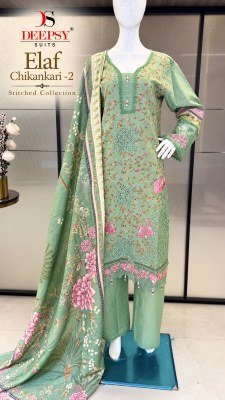 DEEPSY SUITS ELAF Chikankari-2 Stitched Pure Cotton Chikankari Palazzo Suit with Dupatta kurti pant with dupatta Catalogs