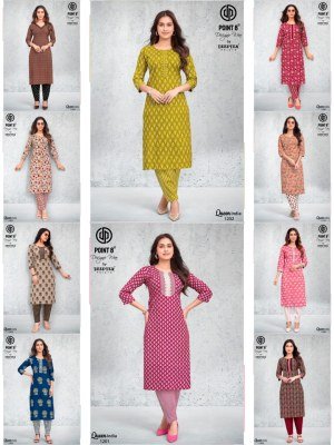 DEEPTEX QUEEN INDIA Vol-12 Pure Cotton PLace Neck Kurti Pant 2-Piece Set kurti pant with dupatta Catalogs
