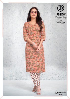 DEEPTEX QUEEN INDIA Vol-12 Pure Cotton PLace Neck Kurti Pant 2-Piece Set kurti pant with dupatta Catalogs