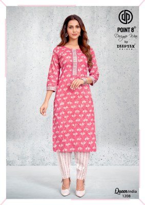 DEEPTEX QUEEN INDIA Vol-12 Pure Cotton PLace Neck Kurti Pant 2-Piece Set kurti pant with dupatta Catalogs