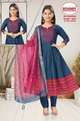DT Devi Rivanshi Pant Set Roman Silk umbrella sttyle Catalogue Wholesale Rate  Dt Devi