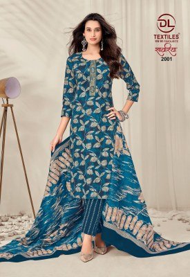 DL SAWARIYA Vol-2 Cotton Printed Embroidery Tie Neck 3-Piece Suit Set kurti pant with dupatta Catalogs