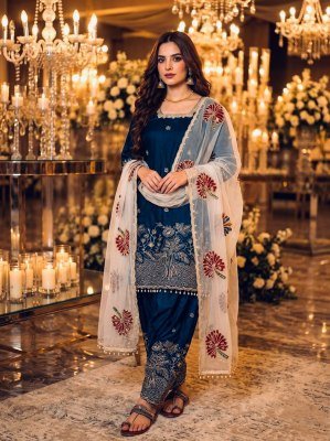 DN 1154 Designer Party Wear Pure Fendi Silk Top Farshi Palazzo with Organza Dupatta Set 