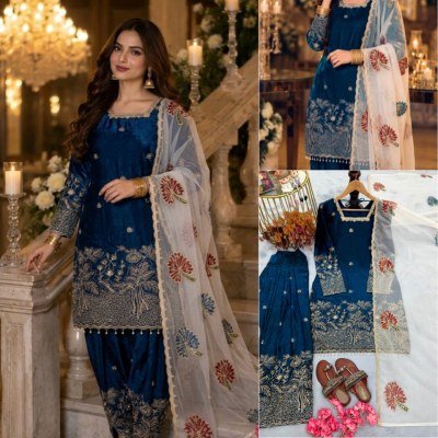 DN 1154 Designer Party Wear Pure Fendi Silk Top Farshi Palazzo with Organza Dupatta Set Fancy Palazzo suit catalogue