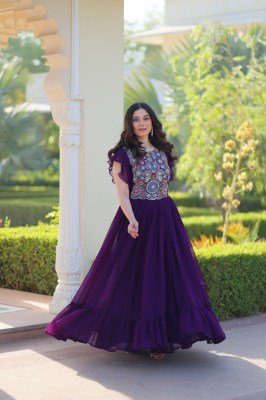 DN 1179 Premium Readymade Designer Faux Blooming Gown with Sequins & Beads Work gown catalogs