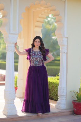 DN 1179 Premium Readymade Designer Faux Blooming Gown with Sequins & Beads Work gown catalogs