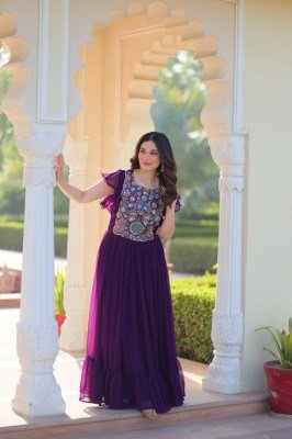 DN 1179 Premium Readymade Designer Faux Blooming Gown with Sequins & Beads Work gown catalogs