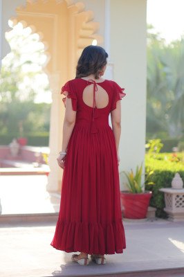 DN 1179 Premium Readymade Designer Faux Blooming Gown with Sequins & Beads Work gown catalogs