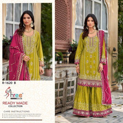 DN 1620 by Shree Fab Chinon work Fancy Sahrara suit collection at affordable rate  fancy sharara suit Catalogs