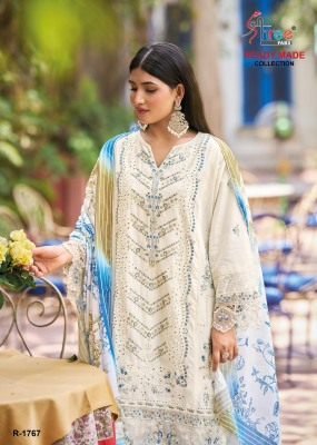 DN 1767 by Shree fabs Fancy Cotton cambric top pant with dupatta concept with affordable range readymade suit catalogs