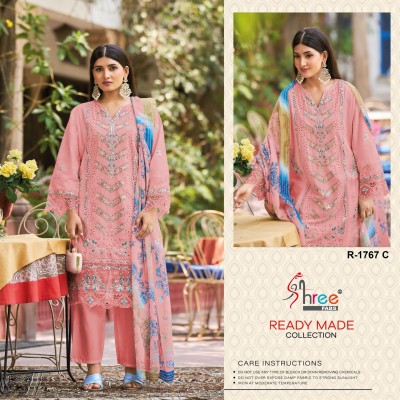 DN 1767 by Shree fabs Fancy Cotton cambric top pant with dupatta concept with affordable range readymade suit catalogs