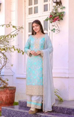 DN 234 Designer Party Wear Heavy Faux Georgette Top Palazzo with Dupatta Set 