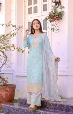 DN 234 Designer Party Wear Heavy Faux Georgette Top Palazzo with Dupatta Set Fancy Palazzo suit catalogue