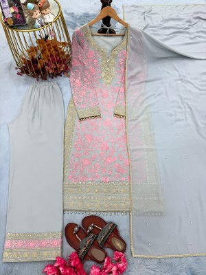DN 234 Designer Party Wear Heavy Faux Georgette Top Palazzo with Dupatta Set Fancy Palazzo suit catalogue