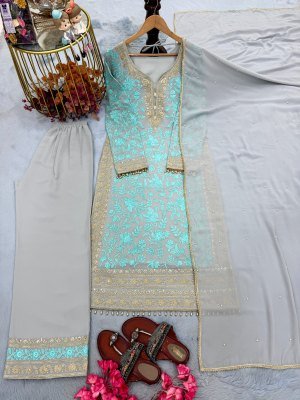 DN 234 Designer Party Wear Heavy Faux Georgette Top Palazzo with Dupatta Set Fancy Palazzo suit catalogue