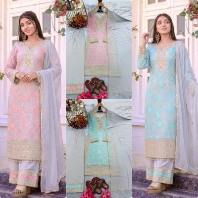 DN 234 Designer Party Wear Heavy Faux Georgette Top Palazzo with Dupatta Set Fancy Palazzo suit catalogue
