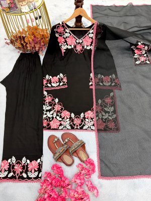 DN 235 Designer Party Wear Pure Satin Rayon Top Farshi Palazzo with Kota Check Dupatta Set Fancy Palazzo suit catalogue