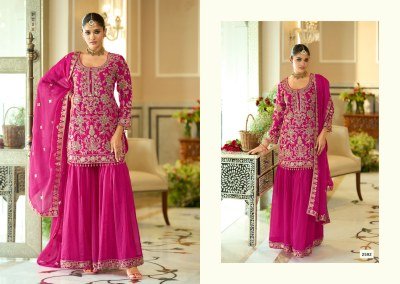 DN 2592 NC Moss Beads Work Top Embroidery Sharara Dupatta 3-Piece Set fancy sharara suit Catalogs