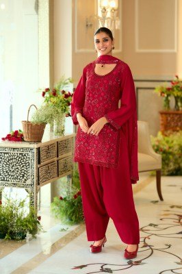 DN 50001 Chinnon Beads Work Top Dupatta Farshi Salwar Set readymade suit catalogs