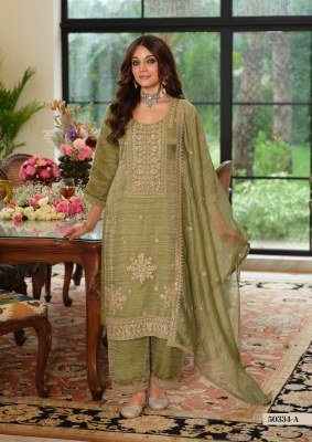DN 50334-C Crush Tissue 3-Piece Top Plazo Dupatta Set 