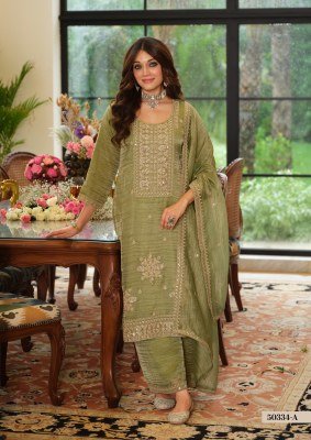 DN 50334-C Crush Tissue 3-Piece Top Plazo Dupatta Set Size wise Combo Set