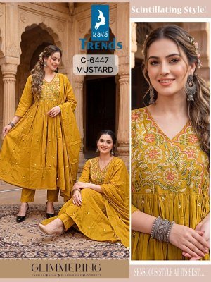 DN 6447 Kaya Pure Cotton Heavy Embroidery Work 3 Piece Suit Set with Dupatta kurti pant with dupatta Catalogs