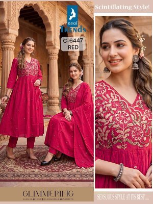 DN 6447 Kaya Pure Cotton Heavy Embroidery Work 3 Piece Suit Set with Dupatta kurti pant with dupatta Catalogs