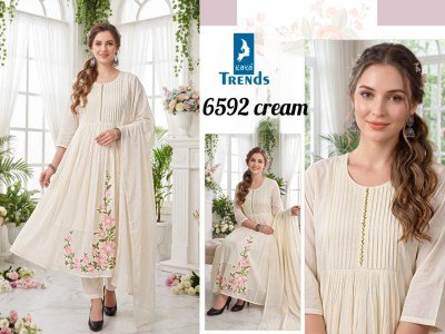 DN 6592 Kaya Pure Cotton Ghera Heavy Embroidery Work 3 Piece Suit S kurti pant with dupatta Catalogs