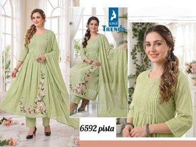DN 6592 Kaya Pure Cotton Ghera Heavy Embroidery Work 3 Piece Suit S kurti pant with dupatta Catalogs