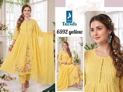DN 6592 Kaya Pure Cotton Ghera Heavy Embroidery Work 3 Piece Suit S kurti pant with dupatta Catalogs