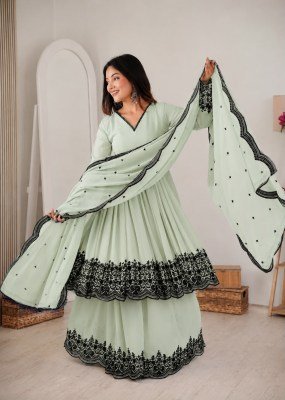DN 71 Premium Faux Georgette Embroidered Suit Palazzo with Dupatta Set readymade suit catalogs