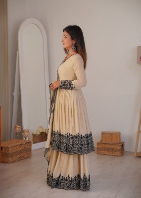 DN 71 Premium Faux Georgette Embroidered Suit Palazzo with Dupatta Set readymade suit catalogs