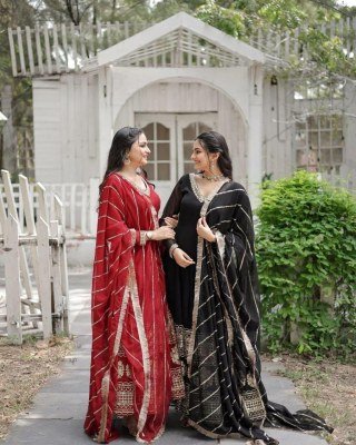 DN 9150 Premium Faux Blooming Gown with Dupatta Embroidered Sequins Work Set 