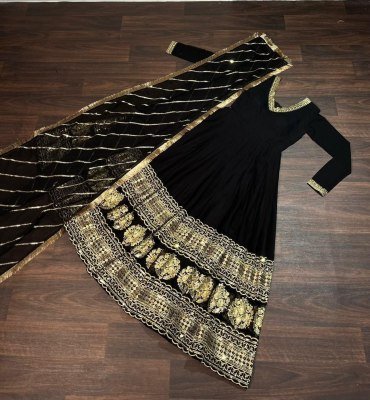 DN 9150 Premium Faux Blooming Gown with Dupatta Embroidered Sequins Work Set gowns