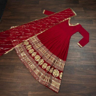 DN 9150 Premium Faux Blooming Gown with Dupatta Embroidered Sequins Work Set gowns