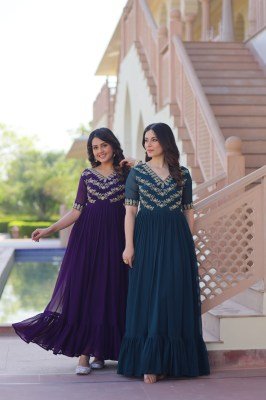 DN1172 Premium Readymade Designer Faux Blooming Embroidered Gown wholesale catalogs