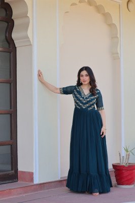 DN1172 Premium Readymade Designer Faux Blooming Embroidered Gown gown catalogs