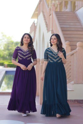 DN1172 Premium Readymade Designer Faux Blooming Embroidered Gown gown catalogs