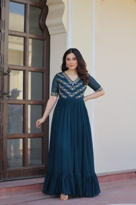 DN1172 Premium Readymade Designer Faux Blooming Embroidered Gown gown catalogs