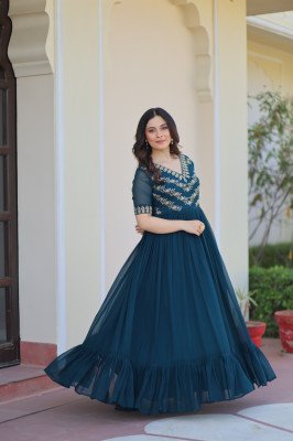 DN1172 Premium Readymade Designer Faux Blooming Embroidered Gown gown catalogs
