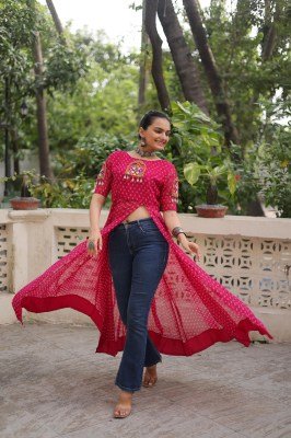 DN1193 Navratri 2026 Bandhani Print Faux Georgette Kutchi Patchwork Kurti  kurtis catalogs