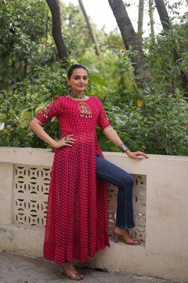 DN1193 Navratri 2026 Bandhani Print Faux Georgette Kutchi Patchwork Kurti  kurtis catalogs