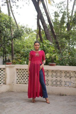 DN1193 Navratri 2026 Bandhani Print Faux Georgette Kutchi Patchwork Kurti  kurtis catalogs