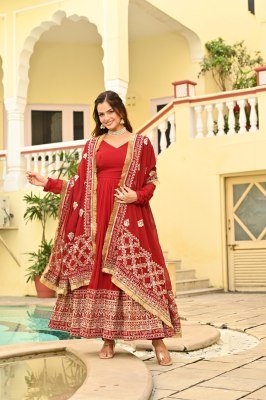 DN1207 Premium Designer Faux Blooming Embroidered Readymade Gown with Dupatta readymade suit catalogs