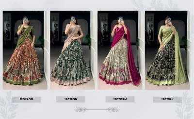 DN1207 Premium Kalamkari Print Tasar Silk Lehenga Choli Set lehenga choli catalogs