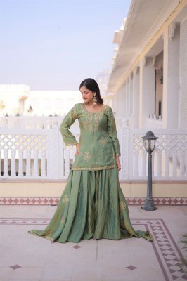DN1229 Premium Designer 2026 Fendi Crush Embroidered Top Sharara Dupatta Set fancy sharara suit Catalogs