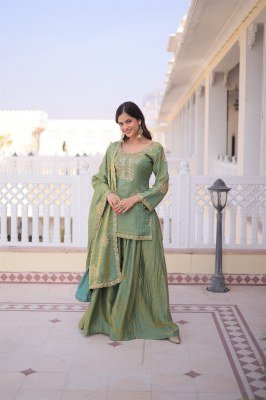 DN1229 Premium Designer 2026 Fendi Crush Embroidered Top Sharara Dupatta Set fancy sharara suit Catalogs