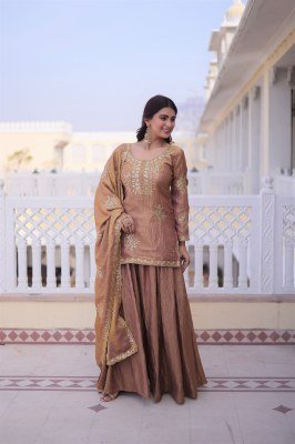DN1229 Premium Designer 2026 Fendi Crush Embroidered Top Sharara Dupatta Set fancy sharara suit Catalogs