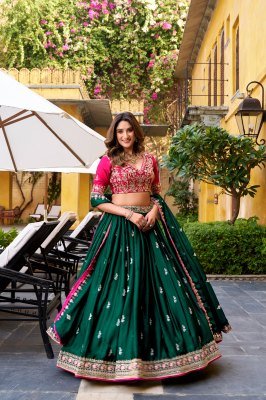 DN1449GRN Shahi Wedding Set Silk Satin Lehenga Choli with Embroidered Dupatta wholesale catalogs