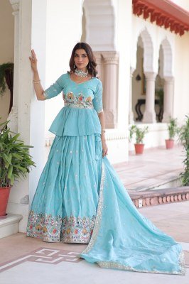 DN5058 Premium Designer Gold Crush Sequins Embroidered Readymade Lehenga Choli Set wholesale catalogs